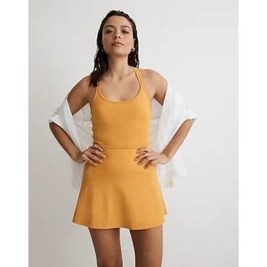 Madewell Flex Cutout Yellow Fitness Dress Women's NWT Size S Athleic Tennis